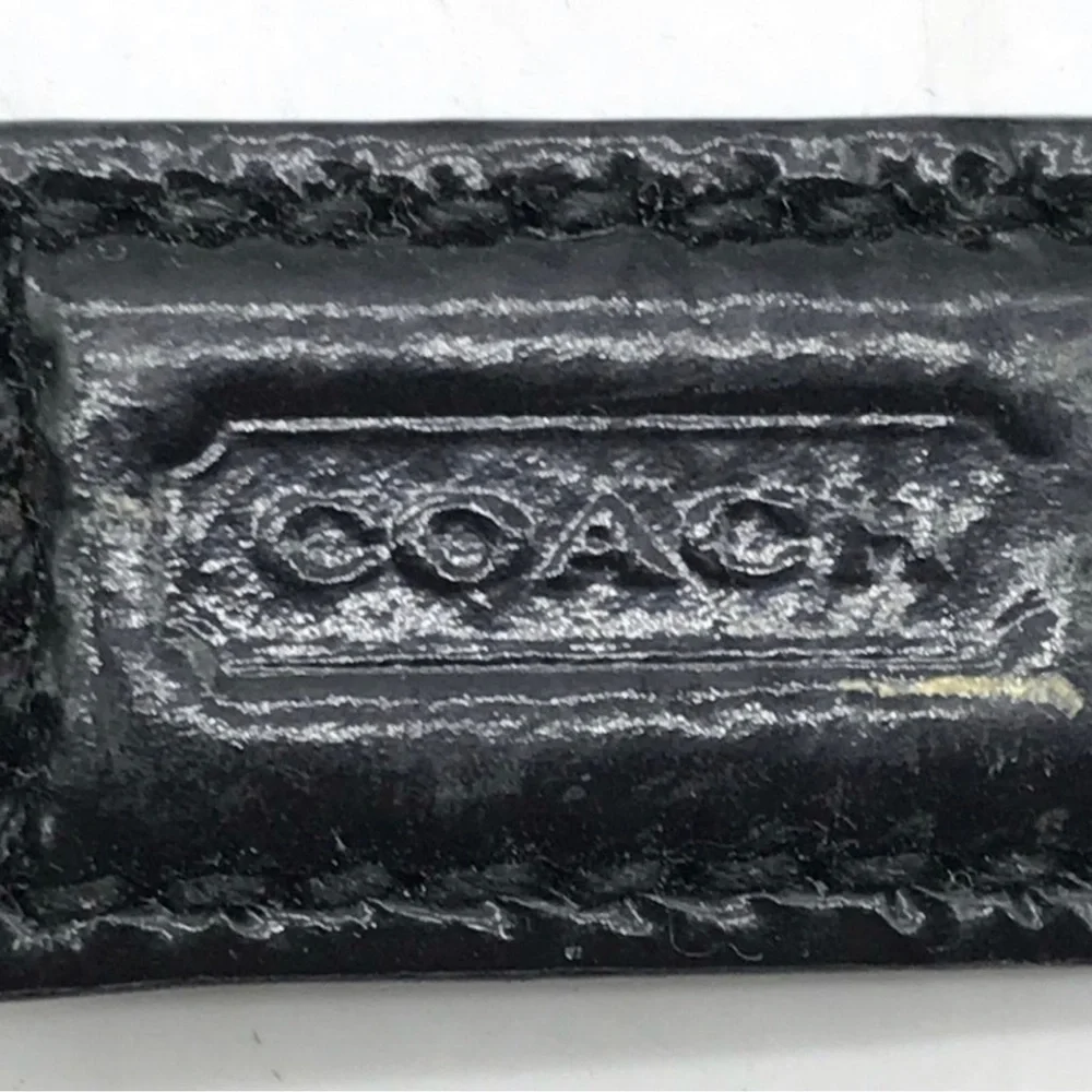 Coach Signature Logo Jacaranda Black/Grey Cotton Leather Silver Buckle Wristlet